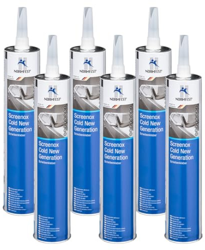 Normfest Screenox Cold New Generation 1K PU Scheibenkleber lösemittelfrei kalt verarbeitbar Kurze Wegfahrzeit antennentauglich elektrisch Nicht leitend für professionelle Fahrzeugverglasung 6X 300ml