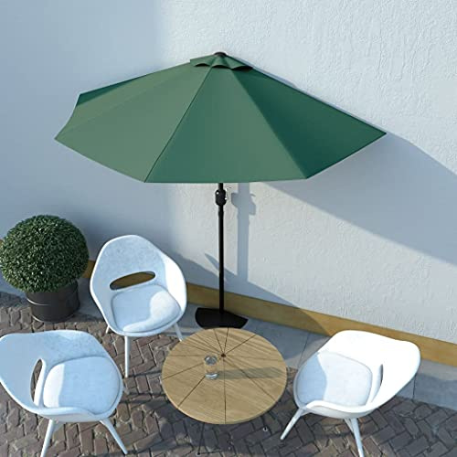 YITHOPI Halbschirm, Halb-Sonnenschirm Balkonschirm Kurbelschirm Schirm Halbrund Stahl, Mit Lüftung und Kurbelsystem, Grün 270×135 cm Halbrund