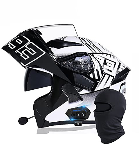 Letetexi Casco de Motocicleta con Bluetooth Integrado Certificado ECE/Dot Modular Bluetooth Integrado Casco de Moto intercomunicador FM MP3 Casco Anticolisión para Hombres y Mujeres 55~65cm