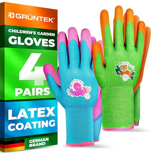 GRÜNTEK Kinderhandschuhe, Freizeithandschuhe, Outdoorhandschuhe, Gartenhandschuhe, Arbeitshandschuhe, Kinder Arbeitshandschuhe, Kinderarbeitshandschuhe, Working gloves Children, 3-7 Jahre