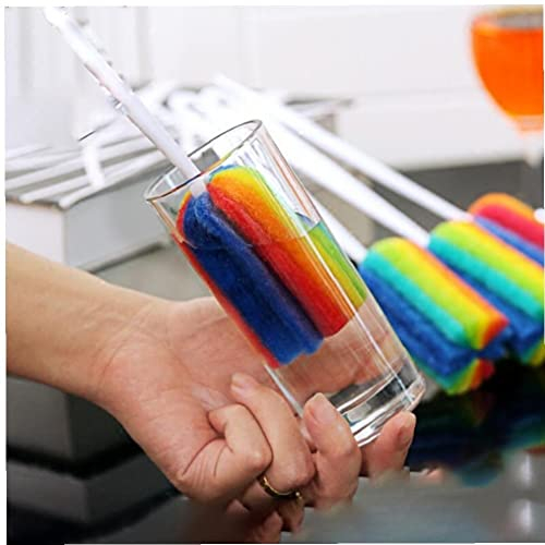 Rainbow Color Cup Brush Kitchen Cleaning Sponge Brush for Wineglass Bottle Coffe Tea Glass Cleaner Family Washing Brushes Tools