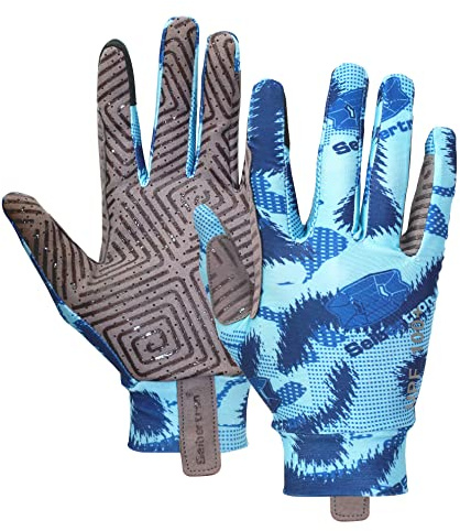 Seibertron S.P.S.G-4 Handschuhe - Touchscreen-kompatible Reithandschuhe mit UPF100+ Sonnenschutz und verstärkten Daumen und Fingern für Männer, Frauen, Jungen und Mädchen im Reitsport Youth Blue XS