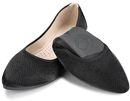 MACHSWON Ballet Flats for Women Comfortable Women's Dressy Flats Memory Foam Casual Slip on Pointed Toe Wedding Ballerina Shoes Ladies(Black, Size 7.5)
