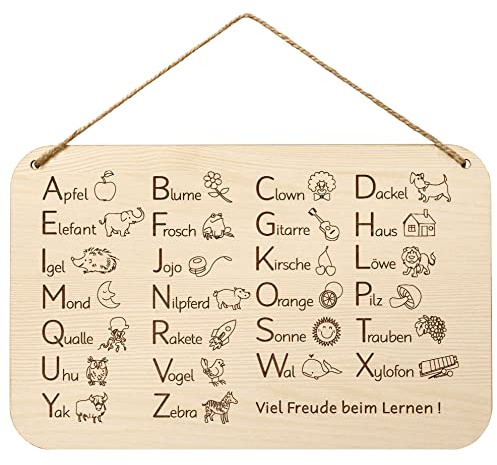 Glitzkind Lern-Brettchen ABC | Füllung Inhalt für Schultüte Zuckertüte & Geschenk-Idee zur Einschulung zum Schulanfang für Mädchen & Jungen | Glücksbringer für Schuleinführung zum Lesen Schreiben