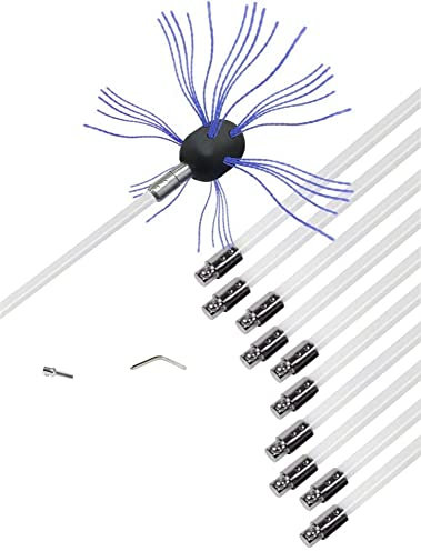 Chimney Brush-Electric Drill Drive Kits D'outils De Nettoyage Avec Tiges Flexibles En Nylon 6/8/10/12 Cheminée Poêle À Granulés Outils Kit De Brosse De Ramonage De Cheminée Kit de nettoyage de cheminé