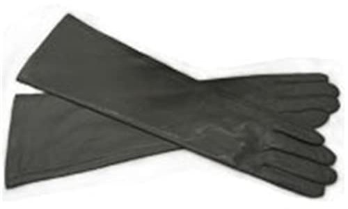 Damen-Handschuhe aus Schaffell, Leder, lange Handschuhe, Dunkelgrau, 9 8
