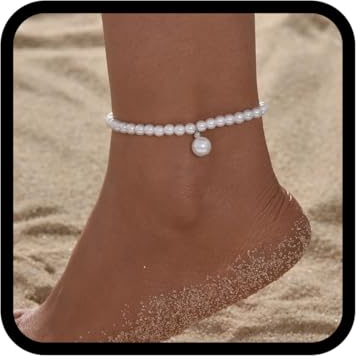 Handcess Boho-Perlen-Fußkettchen für Damen, Fußkettchen, Perlen, Fußschmuck für Damen und Mädchen