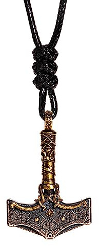 ForFox Zweifarbig 925 Sterling Silber Thors Hammer Mjölnir Halskette Amulett Schutz Anhänger mit Vegvisir Kompass Nordischer Wikinger Schmuck für Herren Damen 60cm Kette