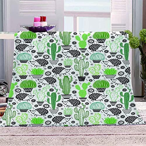 Kuscheldecke 80 x 150 cm 3D Igel Flanell Fleecedecke, Weich Warm Flauschig Decke Kaktus Wohndecke Decken für Sofadecke Couchdecke kuscheldecken für Kinder Erwachsene, Blanket