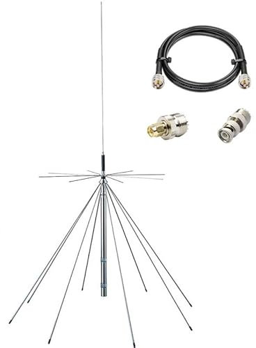 Scanner Discone Antenna SDR CB Radio Broadband 25-1300MHz Base Station VHF UHF Antenna 27MHz 144/433MHz 1090MHz HF Air UHF VHF FM Am GMRS for Two-Way Walkie Ham Radio