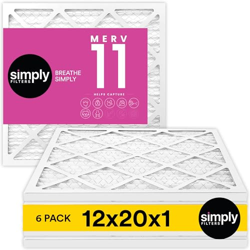 Simply MervFilters Lot de 6 filtres à air MERV 11 MPR 1000 Taille réelle 29,8 x 50,2 x 1,9 cm HVAC AC Four Filtre à air plissé