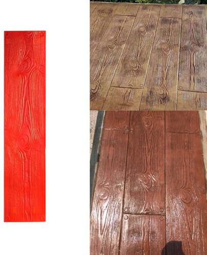 Moldes Hormigon Impreso Sellos de Hormigón Tablón de Madera Texturizando La Piel, Moldes de Poliuretano Resistentes con Patrón de Madera Realista, Estampado de Cemento para Caminos de Patio Decorativo
