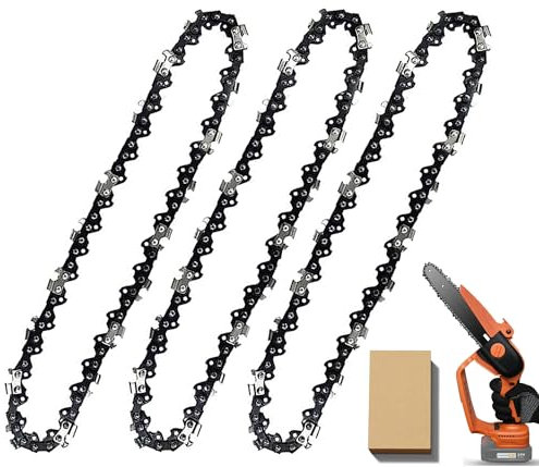 3 Pack 8 inch Chainsaw Chain for 8 Inch (20cm) Bar 33 Drive Links, 3/8inch Pitch, 0.050inch Gauge, Fits DOLMAR, Echo, Gardenline, Titan, Black & Decker and Other C10hainsaws
