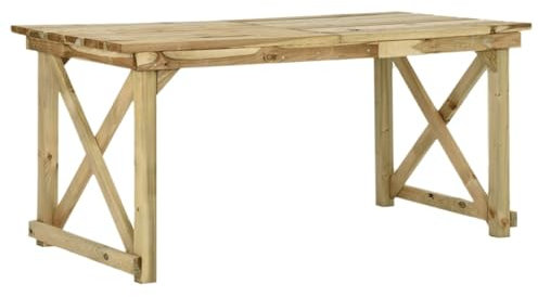 Homgoday Gartentisch 160 x 79 x 75 cm aus Holz, Gartentisch, Esstisch, Küchentisch, Gartentisch