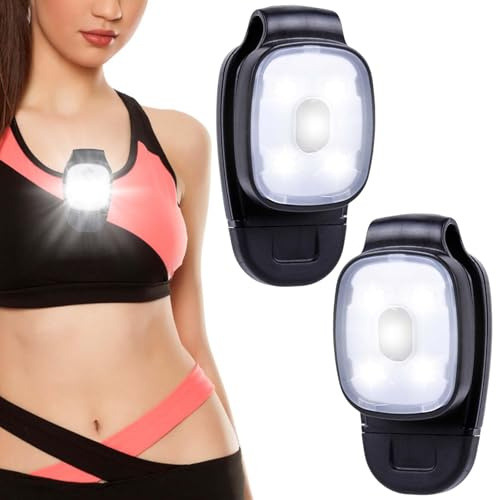 2 pezzi LED clip lampada da esterno LED lampada frontale con 3 modalità di luce USB ricaricabile luce notturna LED piccola torcia luce di sicurezza per escursioni, campeggio, corsa, jogging, zaino