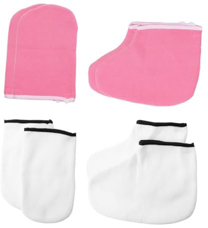 VINTORKY 4pares Guantes y Calcetines Hidratantes Para Pies y Manos Set De Exfoliantes Para Cuidado De Spa Casa y Tratamientos Profesionales Color Blanco y Rosa Para Seca y Agrietada
