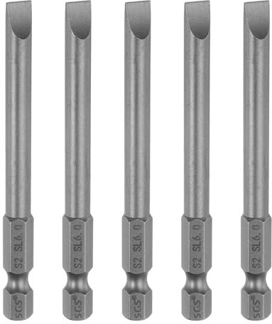 QUARKZMAN 5Pcs Embouts de Tournevis Plats Magnétiques Sl6 6mm en Acier S2 1/4 Hex Shank Embouts de Tournevis Industriels de Qualité pour Vis de Fixation 3 de Long