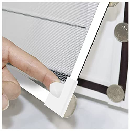 Zanzariera magnetica personalizzabile con rete ignifuga e misura regolabile per qualsiasi finestra, cornice bianca, 120 x 190 cm