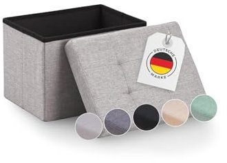 Blumtal Sitzbank mit Stauraum - Truhenbank mit Stauraum 41x31x31 cm - kleine Sitztruhe mit Stauraum - Sitzwürfel - Aufbewahrungsboxen - Sitzbank klein - Polsterhocker - Sitz Hocker - Hocker Hellgrau