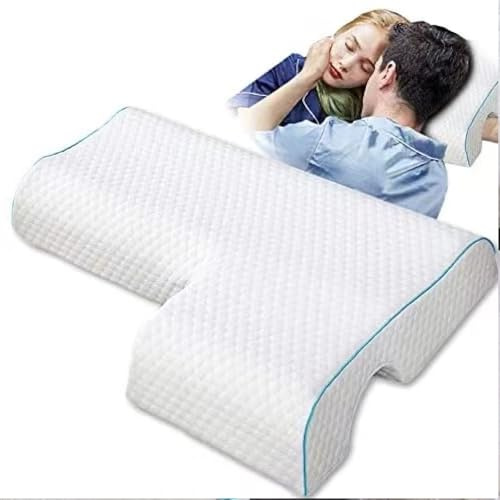 Cocoarm Arched Cuddle Pillow Memory Foam Couplle Cuddle Pillow for Couples Lovers, Removable Pillow Cover Side Sleeper Pillow Neck Pillow with Zipper, Polyester + Cotton (Left)