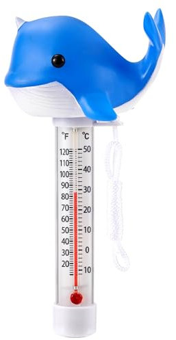 INCETUE Floating Pool Thermometer, Easy-Read Water Temperature Gauge with String for Swimming Pools, Ice Baths, Hot Tubs, Cold Tubs, Ponds, and Spas (Whale)