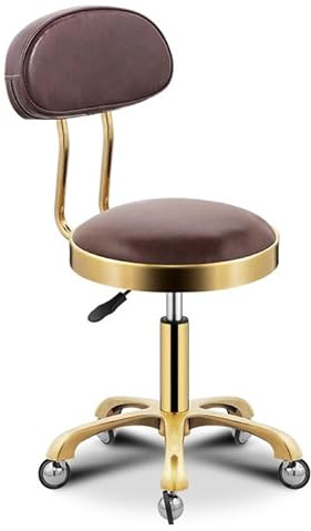 Verstellbarer Rollhocker mit Rückenlehne, drehbar, PU-Leder, Hocker für Nageltechnik, Tattoos, Arbeit, Salon, Hocker mit Rollen, ideal für Zeichnen, Spa und Geschäft