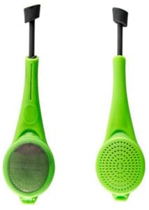 2 Stück Teesieb für Losen Tee, Push Typ Teeei für Losen Tee, Teesieb aus Edelstahl, Teebrüher mit Ausdrücker, Silikon Tee-Ei für Brühen, Umrühren Auspressen