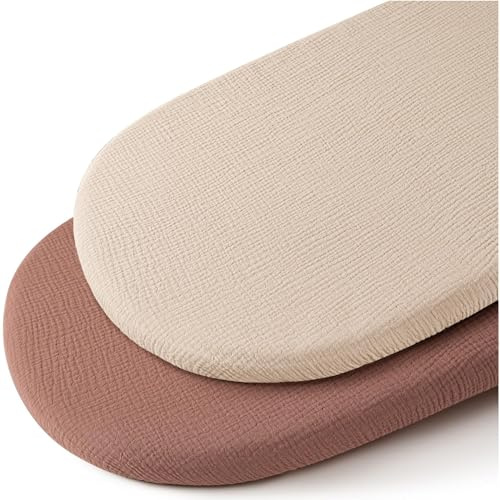 2er-Pack Spannbettlaken Kinderwagen Matratzenbezug, Weiche und Premium-Qualität universelle Spannbettlaken für Kinderwagen, Geschenk zur Geburt, Bettlaken Beistellbett 80x40cm (Hellrosa Mandel)