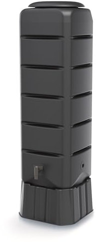 Regenwassertonne 120L eckig mit Standfuß, Deckel & Wasserhahn – robuster HDPE Regenspeicher für Garten, Terrasse & Regenrinne – UV-beständig, stabil, platzsparend (Anthrazit)