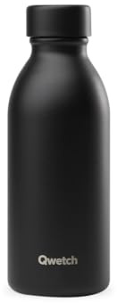 Qwetch - Bouteille Isotherme 500ml Noir - ICON - Gourde Design Compacte et Élégante Inox Recyclé - 24h Froid et 12h Chaud - Etanche