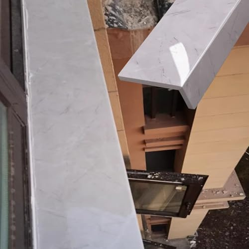 Alfeizar Ventana Placa de Encimera de Ventana Gris Claro para Balcón Exterior, Alféizar de Ventana Estilo Mármol para Remodelación de Alféizar de Concreto, Protector de Tapa de Alféizar de Acrílico(60