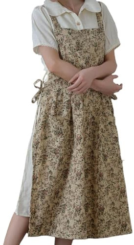 Tallar de cocina para mujeres, delantales para mujeres con bolsillos - Trabajo de hornear vintage Floral Paravefore,Delantales impermeables de algodón ajustable, resistente a las manchas para jardiner