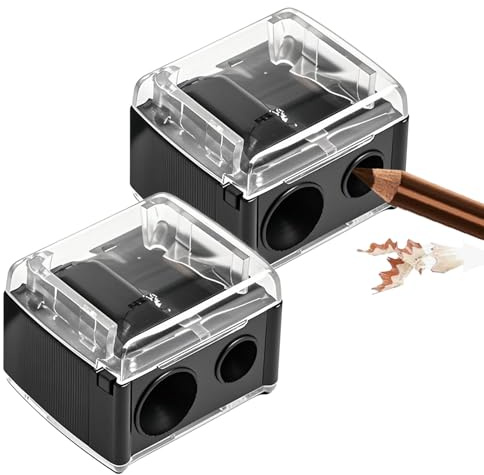 Makeup Sharpener,Lip Liner Sharpener,Eyeliner Sharpener,Pack of 2 | eyeliner sharpener,2-Hole Makeup Pencil Sharpeners for Eyeliner, Lip Liner & Brow Pencils（black）