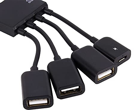 POENVFPO Portable 4 Puertos Micro USB OTG Hub -Hub - Adapter Cable, Divisor USB para el Lector de Tarjetas de Teclado, Ideal para Tablet Smartphones