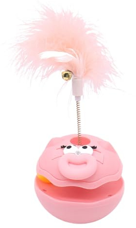 Hogvinnatil Boule Interactive pour Chats | Jouet Rotatif Stimulant avec Boule, d'intérieur avec Plumes et Cloche pour Exercice et Plaisir