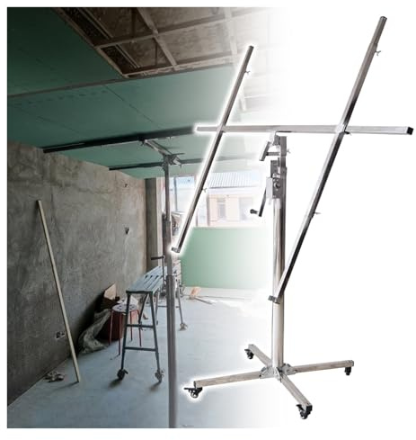 JYHHCYS plattenheber rigips Verstellbarer Gipskarton-Hebelift, Trockenbau-Hebelift 3,2 M, 3,7 M, 4 M Tragkraft: 50 Kg, Groß Hochleistungs Gipskarton-Hebegerät Mit Lenkrollen(Small - Max H 10.5ft)