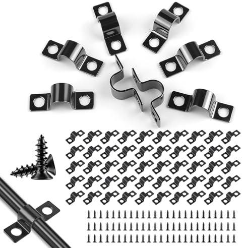 Doppelstabmattenzaun, 50 Stück Kohlenstoffstahl mit schwarz verzinkter Befestigungsschelle U-Rohrschellen, Kabelschellen mit 100 Schrauben, Befestigungsschelle Metall für Rohre, Leitungen