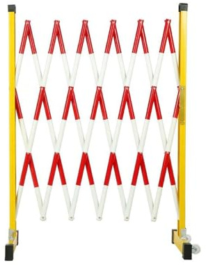 Traffic Telescopic Fence 8.2-32.8FT,Retractable Fence with Casters,Expandable Folding Security Gate,white and Red,for Construction Area(600cm/19.6FT)