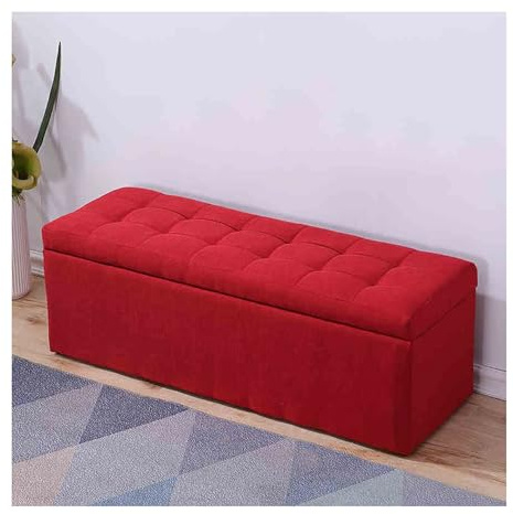 Aufbewahrungsbank mit gepolstertem Sitz, Ottomane, Schuhregal für Wohnzimmer, Eingangsbereich, Schlafzimmer, Bettbank, Rot, 140 x 40 x 40 cm, stilvolle und funktionale Möbel