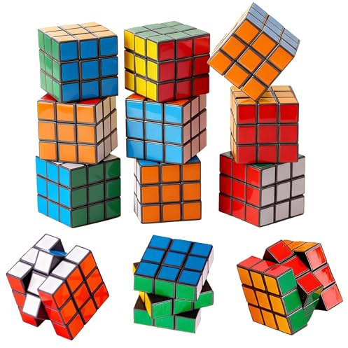 Mini Zauberwürfel, 12 Stück 3x3 Zauberwürfel Mini Set, Klein Und Handlich, Ideal Für Reisen Und Pausen