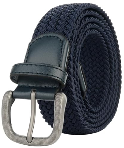 Cintura da 2 pezzi uomo taglie forti golf intrecciata reversibile in tessuto elasticizzato Per Uomo(150cm,Blue)