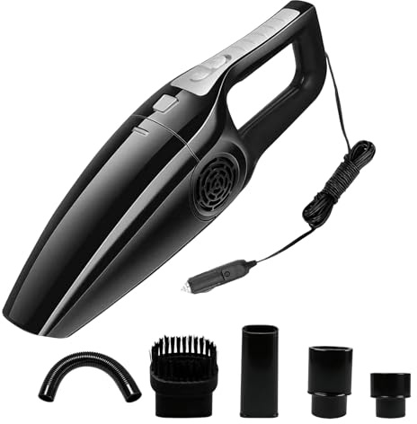 Handheld Vacuum Cleaner for Car, Wired Car Vacuum Cleaner with Cigarette Lighter Plug, Portable Mini Hoover with Multiple Attachments with 4m Power Cable, for Car Interior Cleaning
