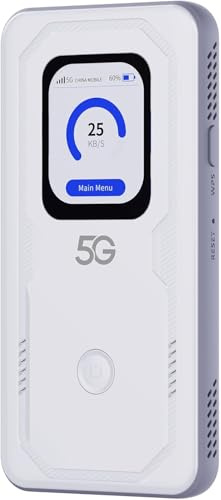 Mobile WiFi 6 Schermo Touch Portatile Hotspot 5G LTE Sim Router 2Gbps,6000mAh Batteria Ricaricabile, Modem USB wireless,Senza Configurazione,per Viaggio e sul Lavoro.non navigare, modifica APN