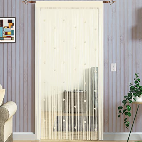 Taiyuhomes Bead String Curtains Door Fly Screen Curtains Beaded Curtain For Doorways Window Decorations Room Divider Single Door Curtain Beads (90x200cm) Champagne