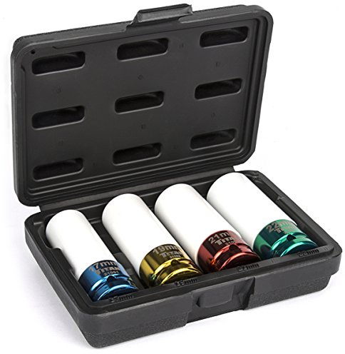 Titan 21095 4-Piece 1/2-Inch Drive Non-marring Impact Deep Lug Nut Socket Set