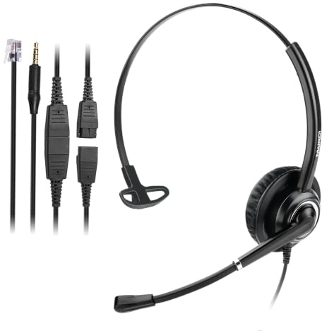 MAIRDI Office Headset with Microphone Noise Canceling, with RJ9 & 3.5mm Jack for Landline Deskphone Cell Phone PC Laptop, Telephone Headset for Call Center Phone, Work for Polycom Avaya Nortel
