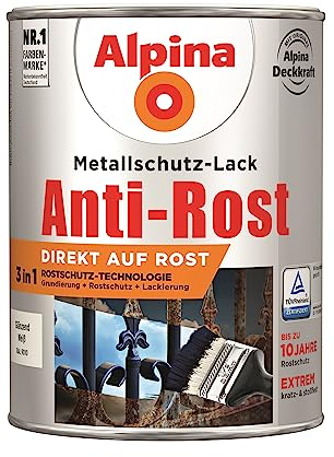 Alpina Metallschutzlack glänzend – Weiß – Anti-Rost-Lack für einen Langzeit-Korrosionsschutz – Witterungs- und UV-beständig – 2,5L