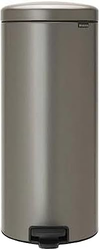 Brabantia NewIcon Pedal Bin 30 L (Platinum) Soft-Closure Kitchen Rubbish Bin with Removable Inner Bucket + Free Bin Bags