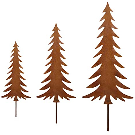 Rostikal 3er Rost Deko Set Tannenbaum zum Stecken Weihnachtsdeko aus Metall