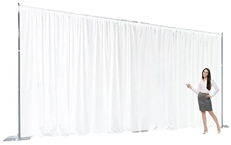 Urby Two Layers Backdrop Made with One Piece Chiffon Tulle & Polyester. Use as Extra Wide Blackout Curtains, Stage Curtains or Garage Divider Curtain. White, 20x8FT | Chiffon Tulle & Polyester, Extra Wide Blackout Curtains, Theatrical Backdrops